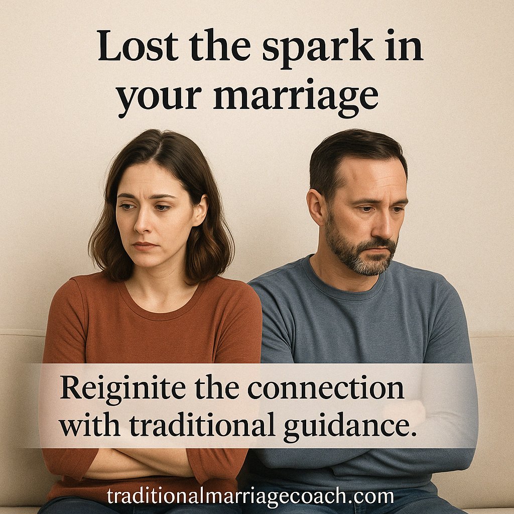 TradMCoach's tweet photo. Lost the spark in your marriage? You’re not alone. Let me help you reconnect, rebuild, and reignite your love — the traditional way. ❤️ https://t.co/vYSYdRX873
