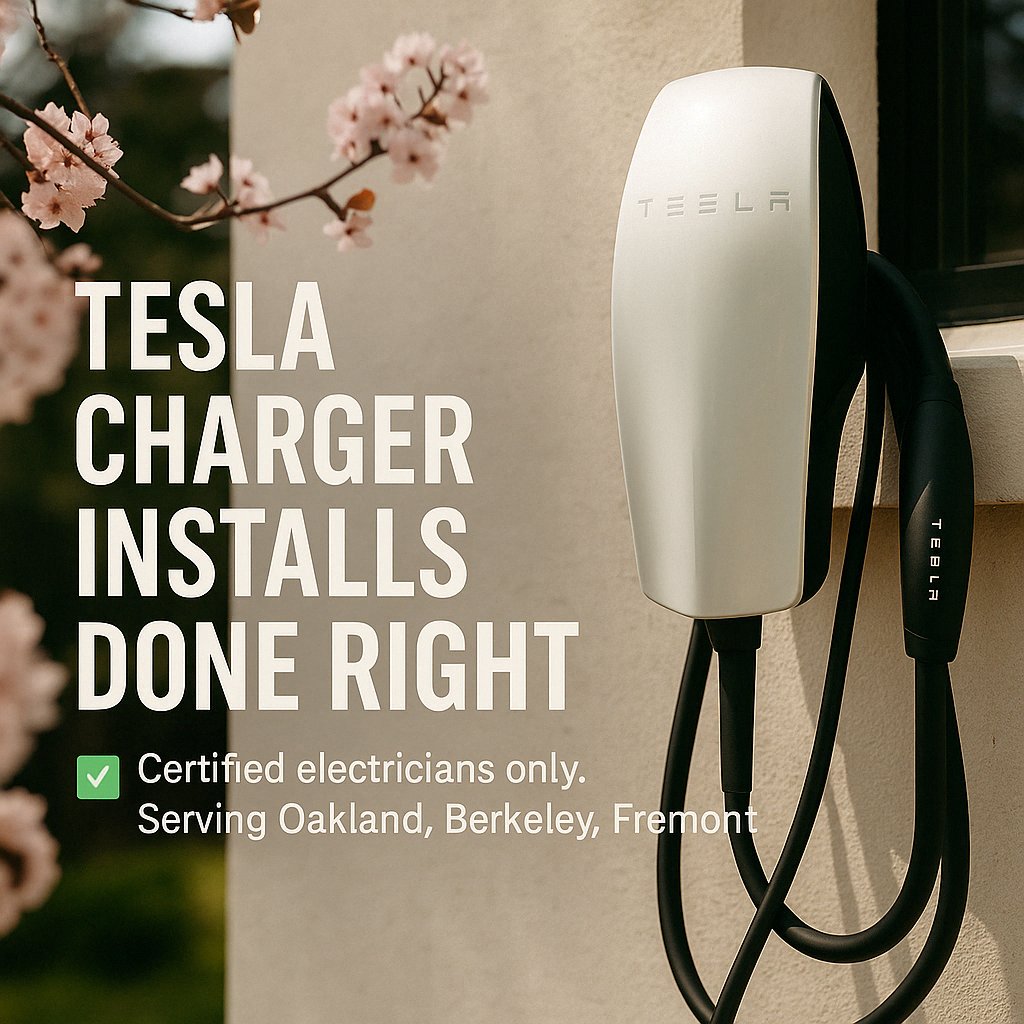 sparkinstall's tweet image. ✅ Tesla charger installs done right. Certified electricians only. Serving Oakland, Berkeley, Fremont.