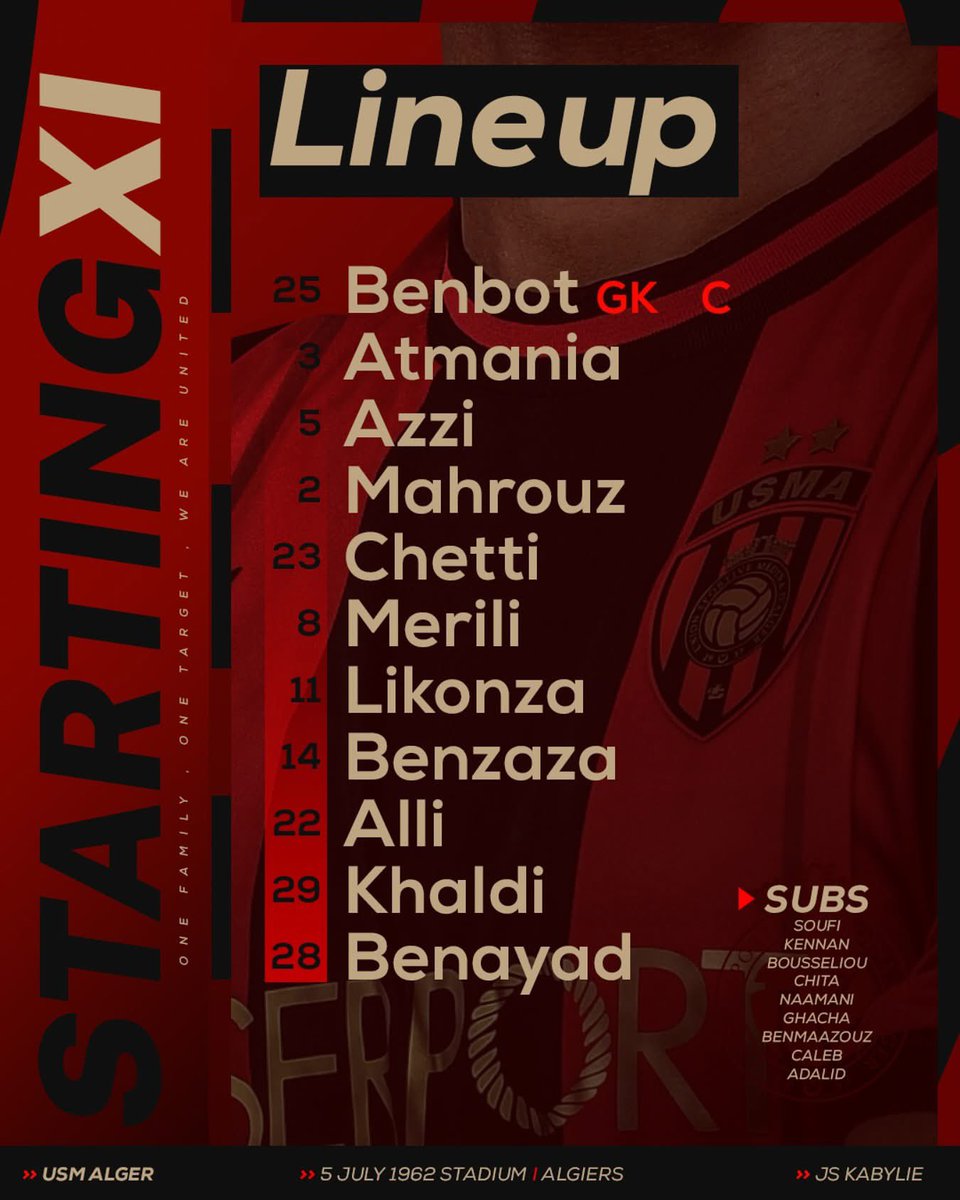 USMAofficiel's tweet image. 𝗦𝗧𝗔𝗥𝗧𝗜𝗡𝗚 𝗫𝗜

🔴 #OneFamily ⚫️ #OneTarget ⚪️ #WeAreUnited