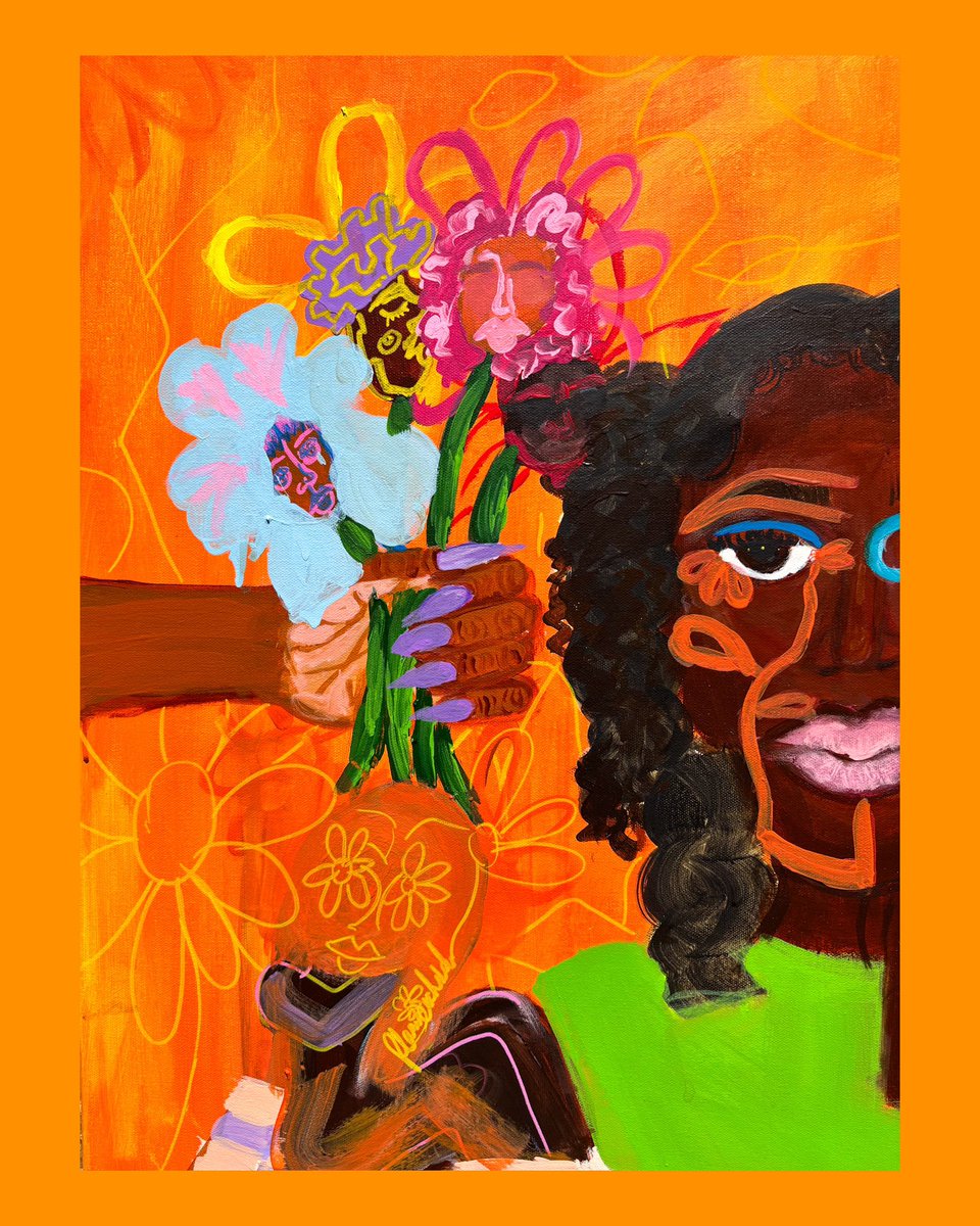YannaCreatess's tweet photo. “FLOWER CHILD.” 🌸 (2025) 22x28 acrylic on canvas https://t.co/PvXiNlUpbW