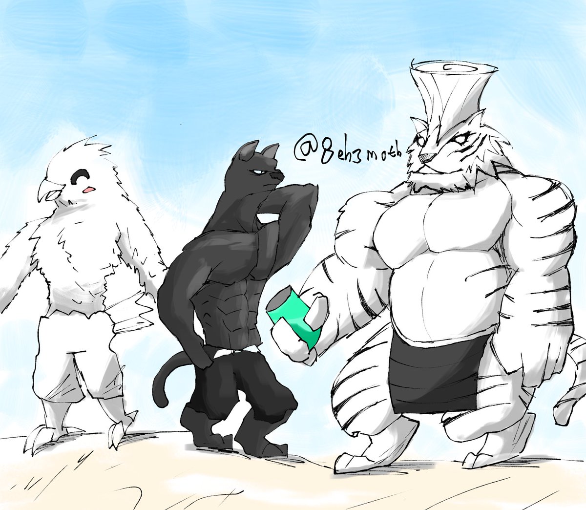 8eh3moth's tweet photo. Some quick stuff but yeah, here have Yukimura , Hanzo and Keijo on a vacation on the beach or something. Bald Hanzo 😁

Sengoku Wargods is just furry bait, too bad no one really take advantage of it 

#Yukimura #Hanzo #Keiji #TheBattleCats #BattleCats https://t.co/XXYdWSjNKs