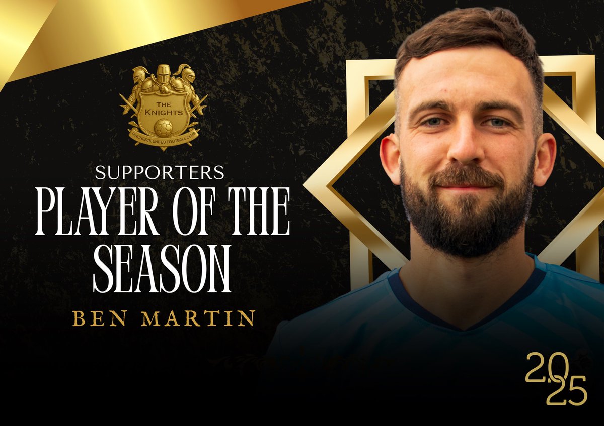 Supporters Player of the year. 

Your 2024/25 Supporters Player of the season voted by you all goes to… Ben Martin! 

Congratulations Ben 👏