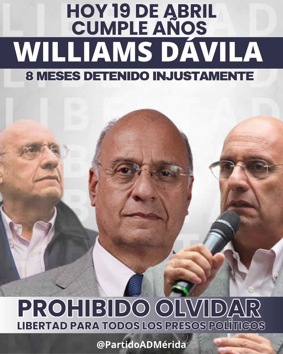 alcaldeledezma's tweet image. Hoy está de cumpleaños  Williams Dávila.
Nos conocimos en el liceo Libertador de Mérida donde fuimos electos representantes de curso del 4 año A. Después en el camino de la lucha democrática lo vi crecer y recibir reconocimientos del partido en el cual llegamos a militar.  Ese…