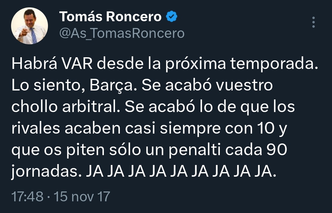 <a href="/As_TomasRoncero/">Tomás Roncero</a> Cambias de opinión más que de calzoncillos, gilipollas.