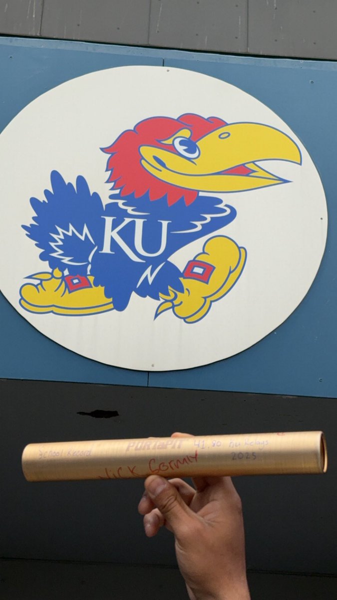 LSHSTigersTandF's tweet photo. Boys 4x100 brings home the bronze at KU Relays with a time of 42.1! We are so incredibly proud of each one of you! Karsten Fiene, Peyton Hatfield, Preston Hatfield, and Nick Gormly set the school record in the prelims so they received the honor of signing the baton! https://t.co/sXkEjW5kaw