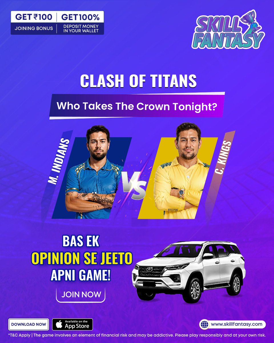 skillfantasyind's tweet image. MI vs CSK – the rivalry is legendary. But your real match begins on Skill Fantasy! Pick your squad, trust your cricket IQ &amp;amp; win big.

Download Now: web.skillfantasy.com/download

#SkillFantasy #FantasyCricket #IPL #IPL2025 #FantasySports #Cricket #Cricketmatch #India