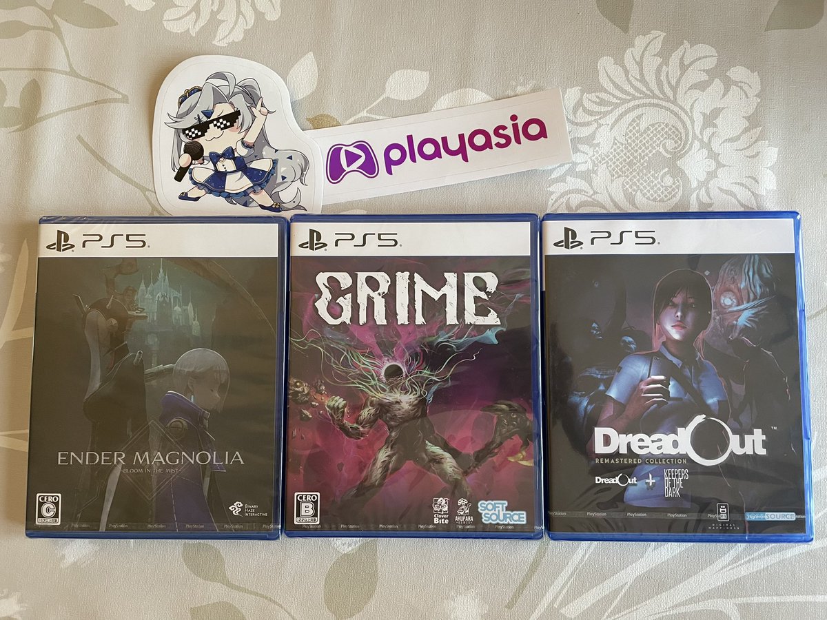 Xaionkh2's tweet image. Réception du jour de chez @playasia grâce à/à cause de @Mewaz007 @Ayoreingame 🤔😂😂😂

#PS5 #PlayStation #Grime #Dreadout #EnderMagnolia