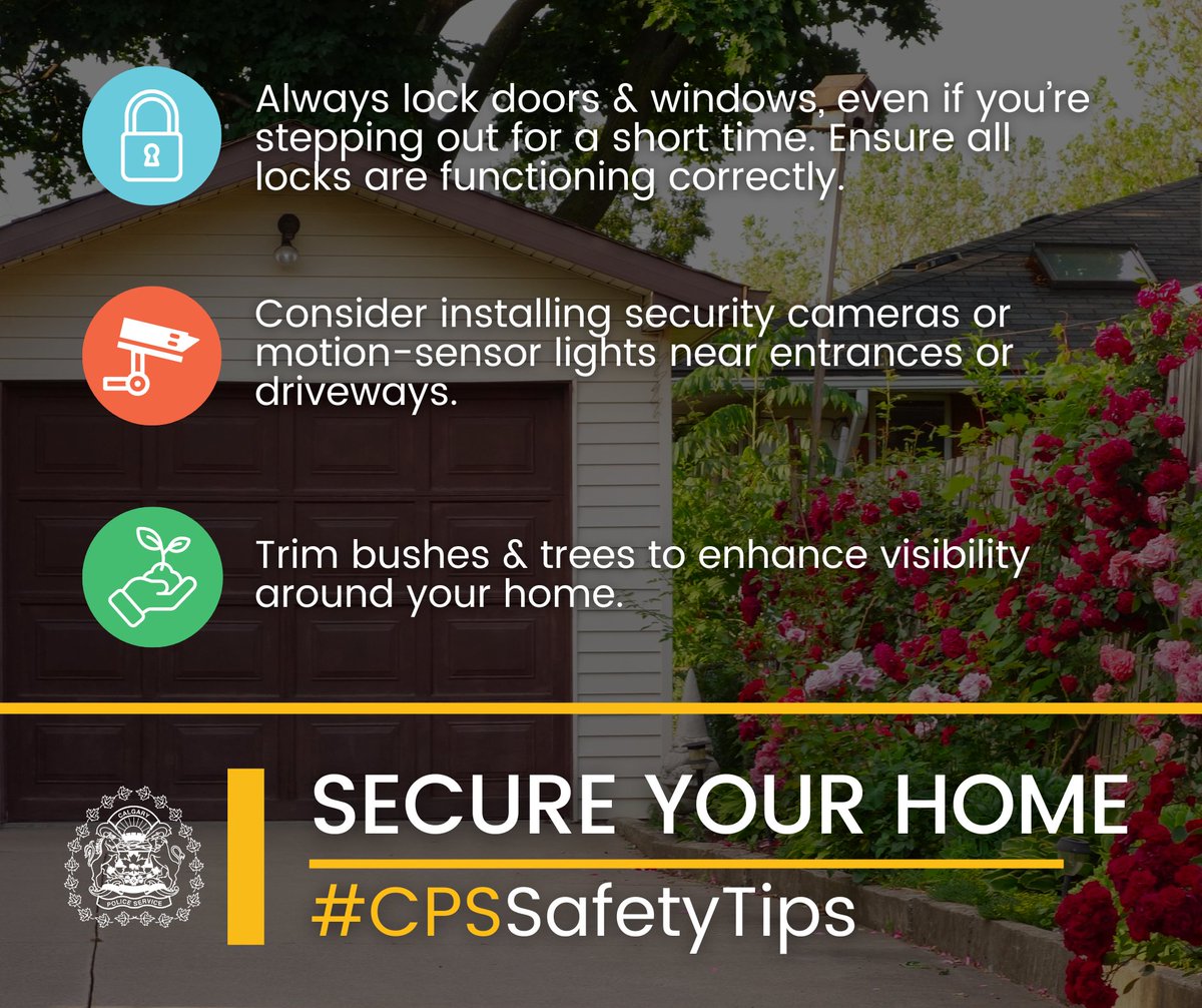 CalgaryPolice's tweet photo. 🌻 As the weather warms up, it’s time to refresh our homes & ensure they are secure. Create a safe & clean environment for you & your loved ones with these safety tips!
#CPSSafetyTips https://t.co/46TiuWz946