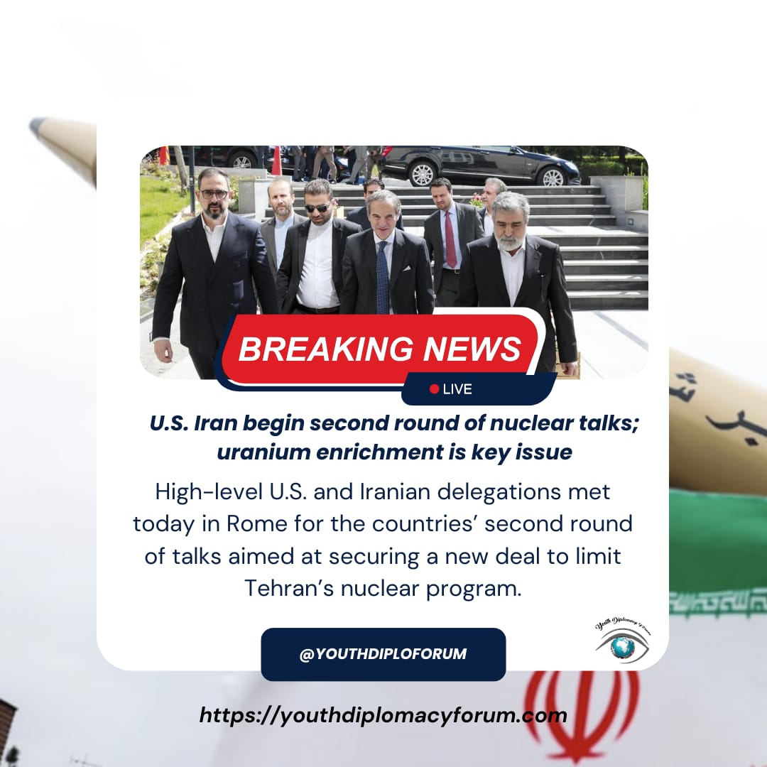 youthdiploforum's tweet image. #Rome hosts a pivotal meeting as #American &amp;amp; #Iranian delegations reconvene to discuss a potential new deal on Tehran’s nuclear program. Uranium enrichment remains the central issue.

The outcome of these talks could reshape regional stability &amp;amp; global non-proliferation efforts.