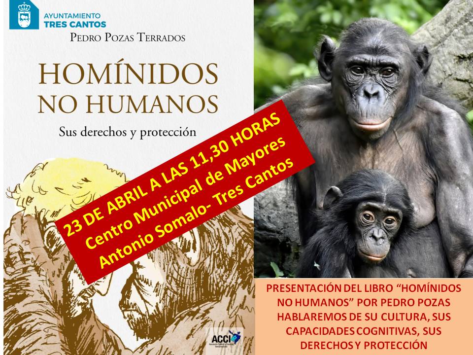 Quercus (@revistaquercus) on Twitter photo En la presentación de su libro "Homínidos no humanos", Pedro Pozas Terrados <a href="/nautilusmar/">Pedro Pozas Terrados</a>, director de <a href="/GranSimio/">Proyecto Gran Simio</a>, hablará de la cultura, las capacidades cognitivas, los derechos y la protección de nuestros parientes cercanos del reino animal. 23 de abril, Tres Cantos (#Madrid). En la presentación de su libro "Homínidos no humanos", Pedro Pozas Terrados <a href="/nautilusmar/">Pedro Pozas Terrados</a>, director de <a href="/GranSimio/">Proyecto Gran Simio</a>, hablará de la cultura, las capacidades cognitivas, los derechos y la protección de nuestros parientes cercanos del reino animal. 23 de abril, Tres Cantos (#Madrid).
