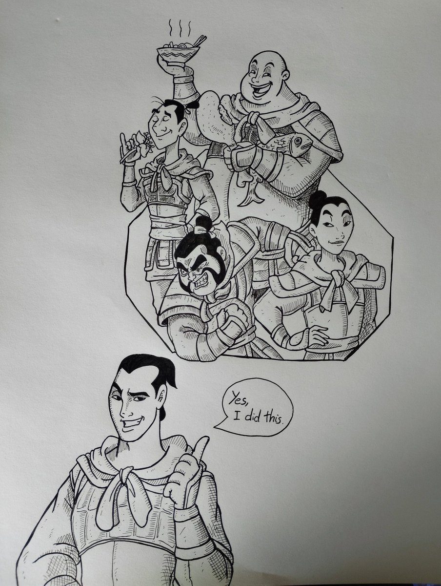 GuilluskiA's tweet photo. Hoy hice un dibujillo de Mulán en el trabajo. https://t.co/jslI8Z3wdJ
