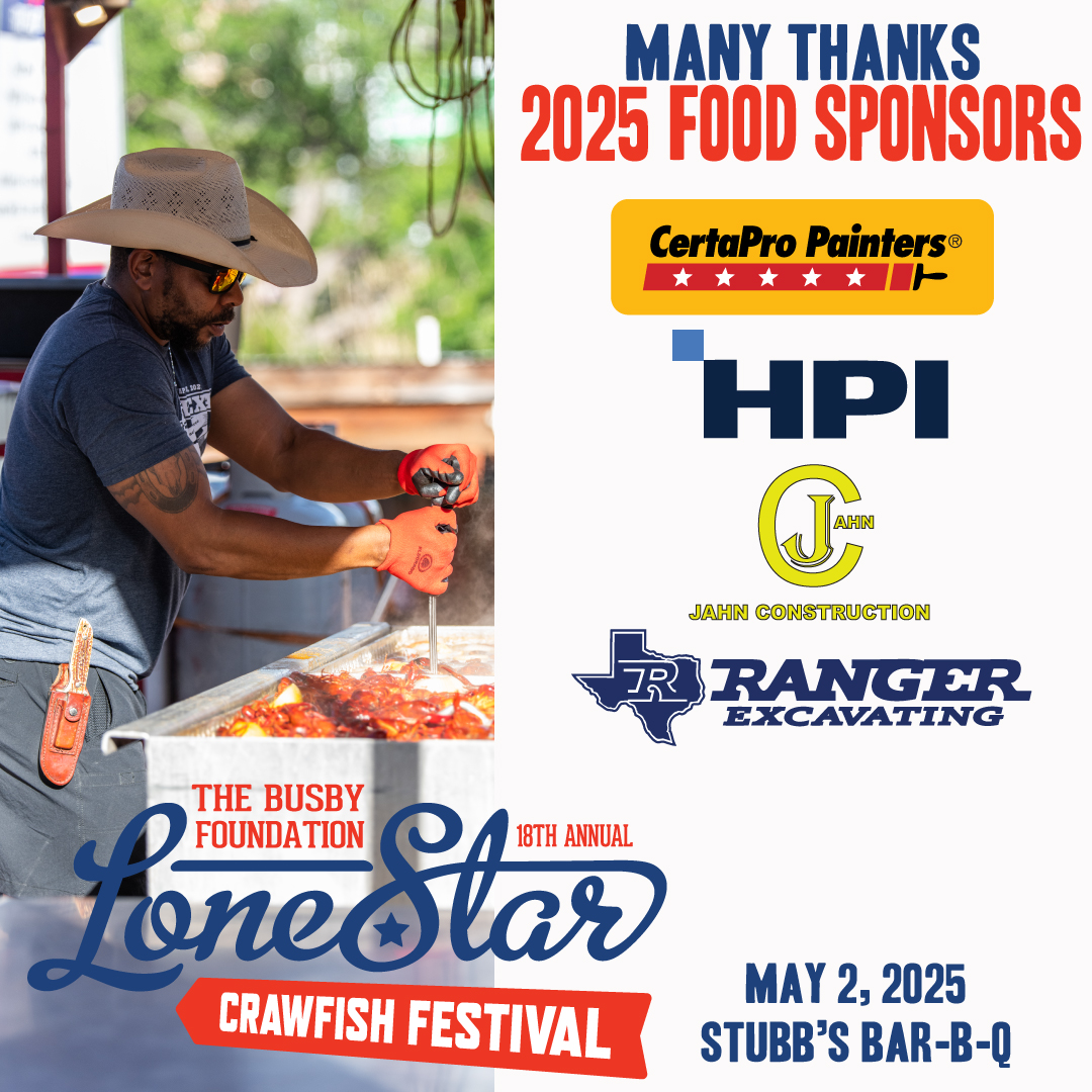 BusbyFoundation's tweet photo. We are boiling over with thanks to our 2025 Food Sponsors! Thank you to CertaPro Painters, HPI, Jahn Construction, and Ranger Excavating for their support of the 18th Annual Lonestar Crawfish Festival. There will be lots of full bellies come May 2nd! https://t.co/LUkZj5ZH68