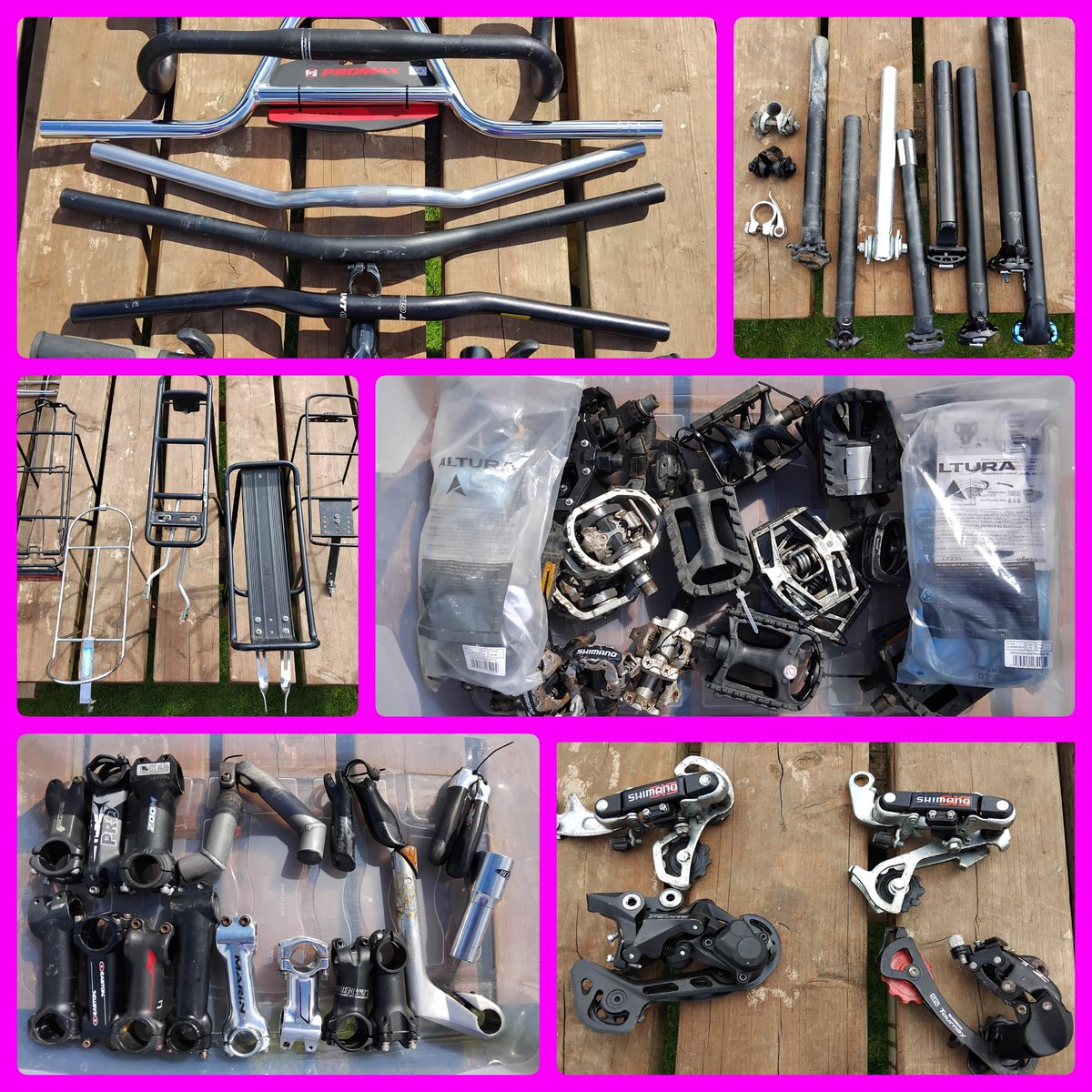WheelyActive's tweet photo. Busy day sorting our spare parts ready for Sundays jumble. Come have a rummage to see what we have. 

We've got everything from reflectors to stems and paniers to pedals. Big range of tyres too.

Make Bob an offer and spend £10 for a free ☕️.
10am-4pm. https://t.co/CyeAhcV3Q6