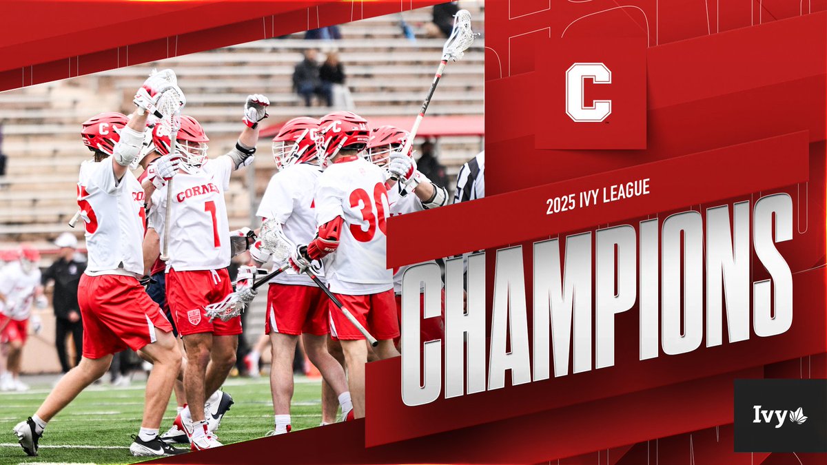 CornellSports's tweet photo. @CornellLacrosse @ncaalacrosse IVY CHAMPS! 

With its 20-12 win at #10 Harvard, @cornelllacrosse claims at least a share of its 33rd @IvyLeague title and fourth consecutive. It will host the Ivy Tournament on Schoellkopf Field beginning on May 2 as the #1 seed. 

#YellCornell https://t.co/ex42PLEOOh