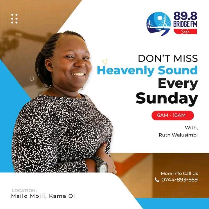 BridgeFM_Ug's tweet photo. Don't miss this Sunday's service on 89.8 Bridge FM! Tune in to "The Heavenly Sound" with Ruth Walusimbi as she takes you through powerful Easter moments. Get ready for inspiration, reflection, and celebration! #EasterSunday #TheHeavenlySound #BridgeFM #RuthWalusimbi" https://t.co/AOzVuFZpir