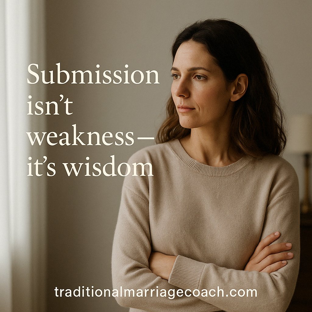 TradMCoach's tweet photo. A submissive wife isn’t passive — she’s powerful. Her strength lies in choosing trust, humility, and alignment with God’s design for marriage.

#SubmissiveWife #BiblicalMarriage #ChristianWife #TraditionalMarriage #GodlyMarriage #WifeSupport #MarriageRoles #MarriageHelp https://t.co/S4QneIhMhI