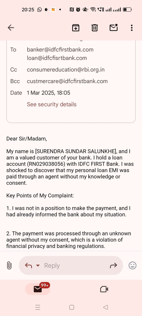 surendrasa19359's tweet photo. IDFC Bank agent Savita Parkhe did two unauthorized fundings in my personal loan account—on 19/04/25
This is a violation of my rights and RBI guidelines. My last 4 digit number -0535
I need justice. @IDFCFIRSTBank @RBI @IDFCFIRSTBank @CMOMaharashtra @FinMinIndia @nsitharamanoffc https://t.co/9Jsqlcox00