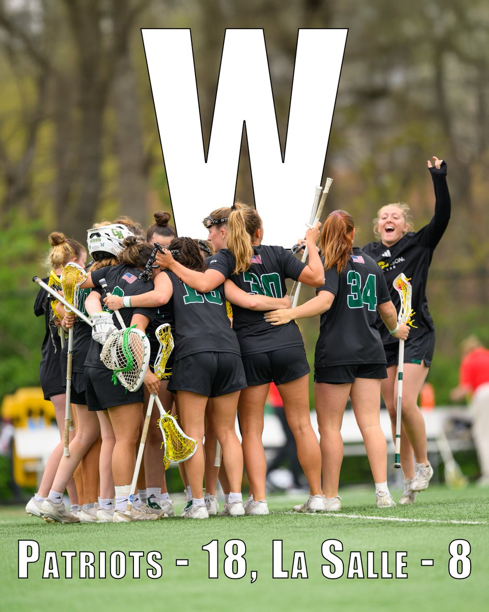 FINAL FROM FAIRFAX!!

Anders - 5g, 1a
K. Bestick - 4g (career-high)
C. Pollard - 3g, 1a (career-high)
Ellis - 3g, 1a

PLUS Lauren Distad breaks the record for most draw controls in a season AND Julia Pollard nets her first goal of the season!

#aimbig #patriotspavetheway🔰💫