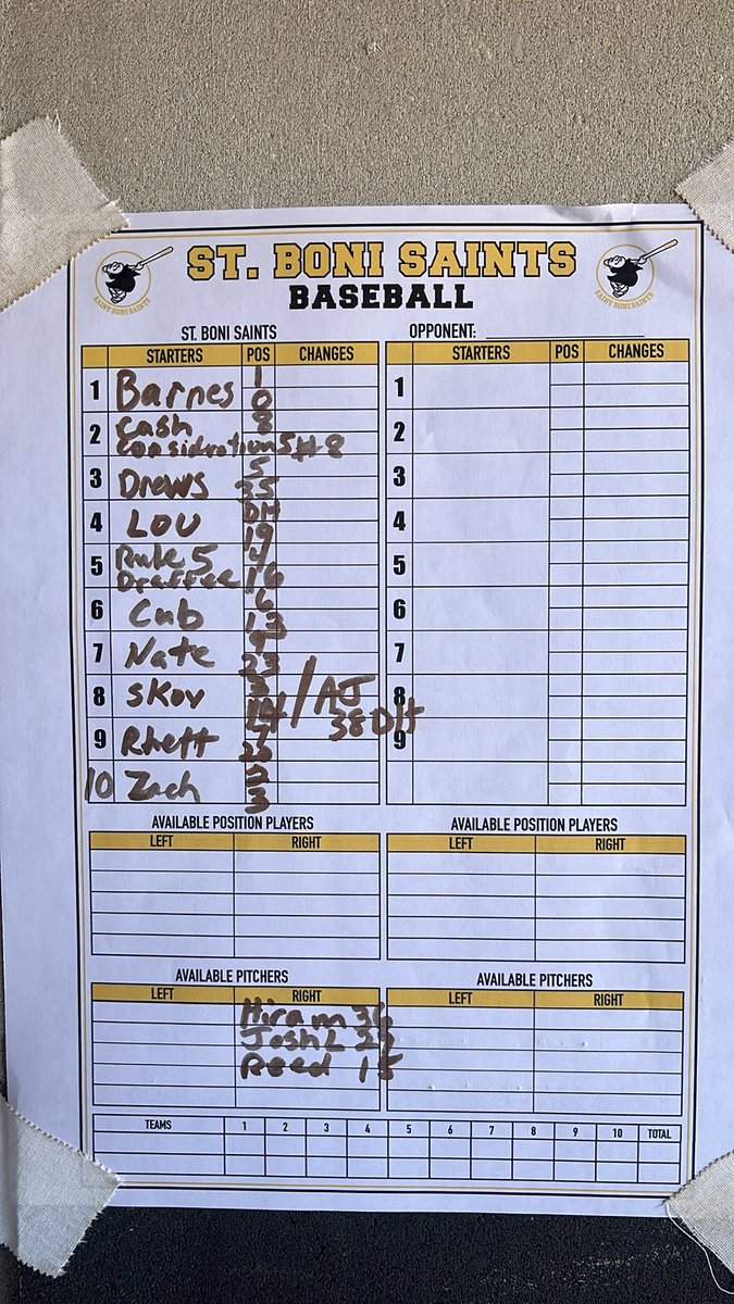 BoniSaints's tweet photo. Boni baseball is back! Saints made the journey to St Wendel to take on the St Wendel Saints! 

Yes, the left field fence is 255… however the wind is blowing STRAIGHT in :( 

1:30 first pitch https://t.co/72KngHSeq7