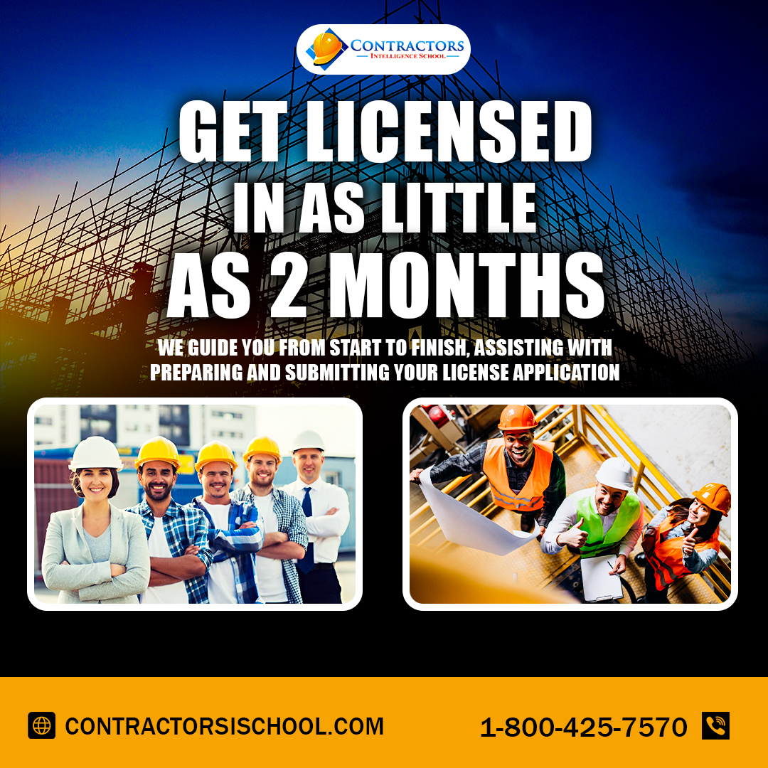 ContractorsSchl's tweet photo. 🚀 Get Your California Contractors License in 2 Months! 🚀

🌐 Visit: https://t.co/ASuzrgqGqN

#CaliforniaContractorsLicense #ContractorsSchoolCalifornia #ContractorLicense #GetLicensedFast #LicensedIn2Months #ContractorExams #CaLicensing #ContractorSuccess https://t.co/i4WpO79oHU