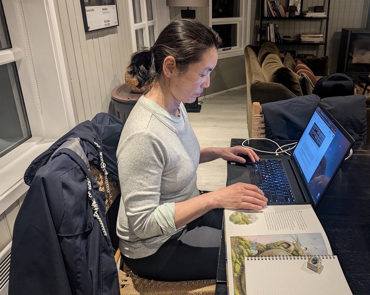 YCompestine's tweet image. “The best books come from someplace deep inside... You write because you have something to say.” —Judy Blume
#Arnarstapi’s storybook #coastlines and #mountains sparked my #inspiration.  I borrowed my husband’s laptop—since I don’t normally bring mine on #vacation!
#writer