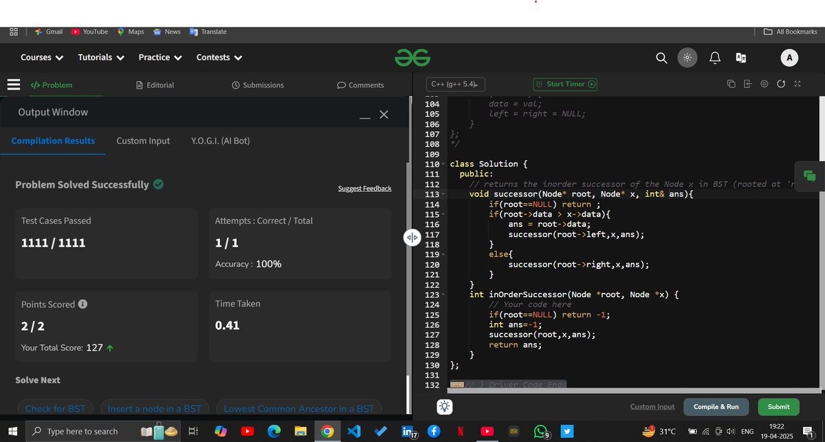 AjayIsCoding's tweet image. 🚀Day 74/150 - DSA Hard Challenge!
~Inorder Successor in BST
~BST Iterator
~Two Sum lV
#letsconnect
#DSA #DataStructures #Algorithms #150DaysOfCode #LeetCode