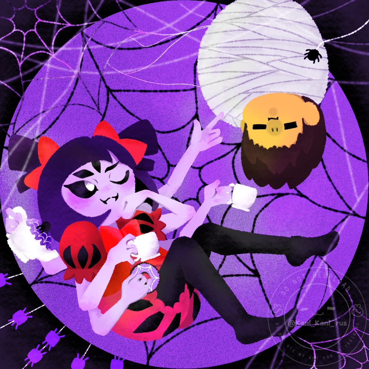 #undertale 
マフェットちゃんとフリスク🕷️🕸️💜