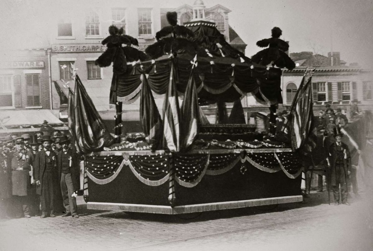 CivilWarLegends's tweet photo. April 19, 1865: Lincoln's funeral begins his final journey home - a 1,654 mile procession witnessed by millions. The nation's grief cemented his legacy: the martyred president who saved the Union. #CivilWarHistory https://t.co/jDOXBeFvFt