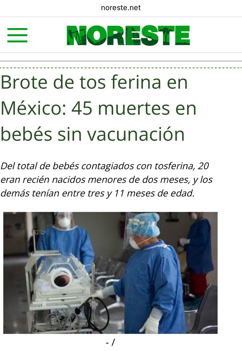 Además del brote de sarampión, tenemos tos ferina.

Dicen estar indignados por los bebés de la Guardería ABC, pero callan con 45 bebés que se han ido porque López no los vacunó, la cobertura de vacunación cayó en su sexenio.

👉🏼 Y es que su indignación es solo una herramienta de