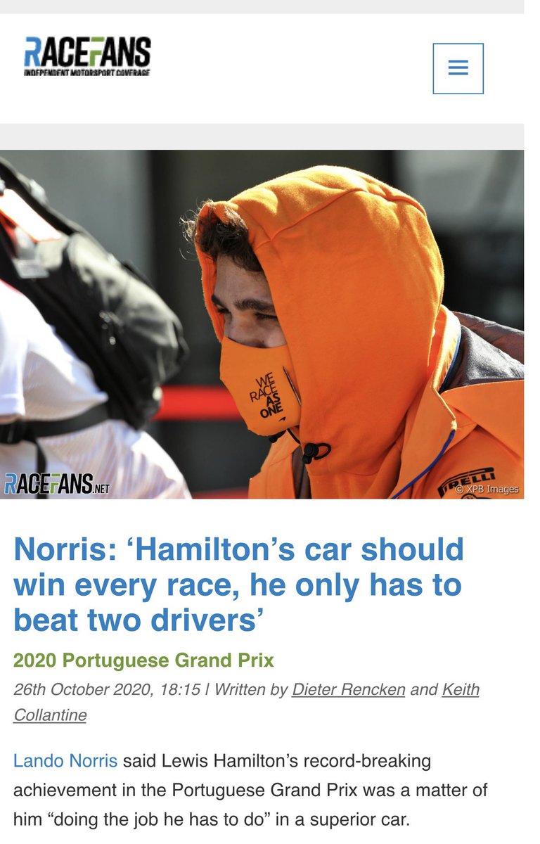 Don’t ever tell me people are wrong to hate on Norris when he bottles it in the fastest car, he has brought this all on himself with his arrogance over the years, this is well and truly his comeuppance, stay humble man