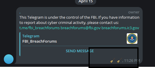 torrents's tweet photo. 🚨BreachForums Update: On April 15, 2025, BreachForums was shut down without notice. The admin "Anastasia's" Telegram account was seized and redirected to a channel stating:  
"This Telegram is controlled by the FBI. To report cybercriminal activity, contact: breachforums@fbi.gov"