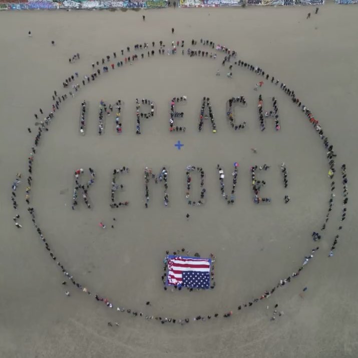 HAPPENING NOW: Anti Donald Trump protesters in San Francisco have created a giant human banner reading “Impeach + Remove!” on Ocean Beach