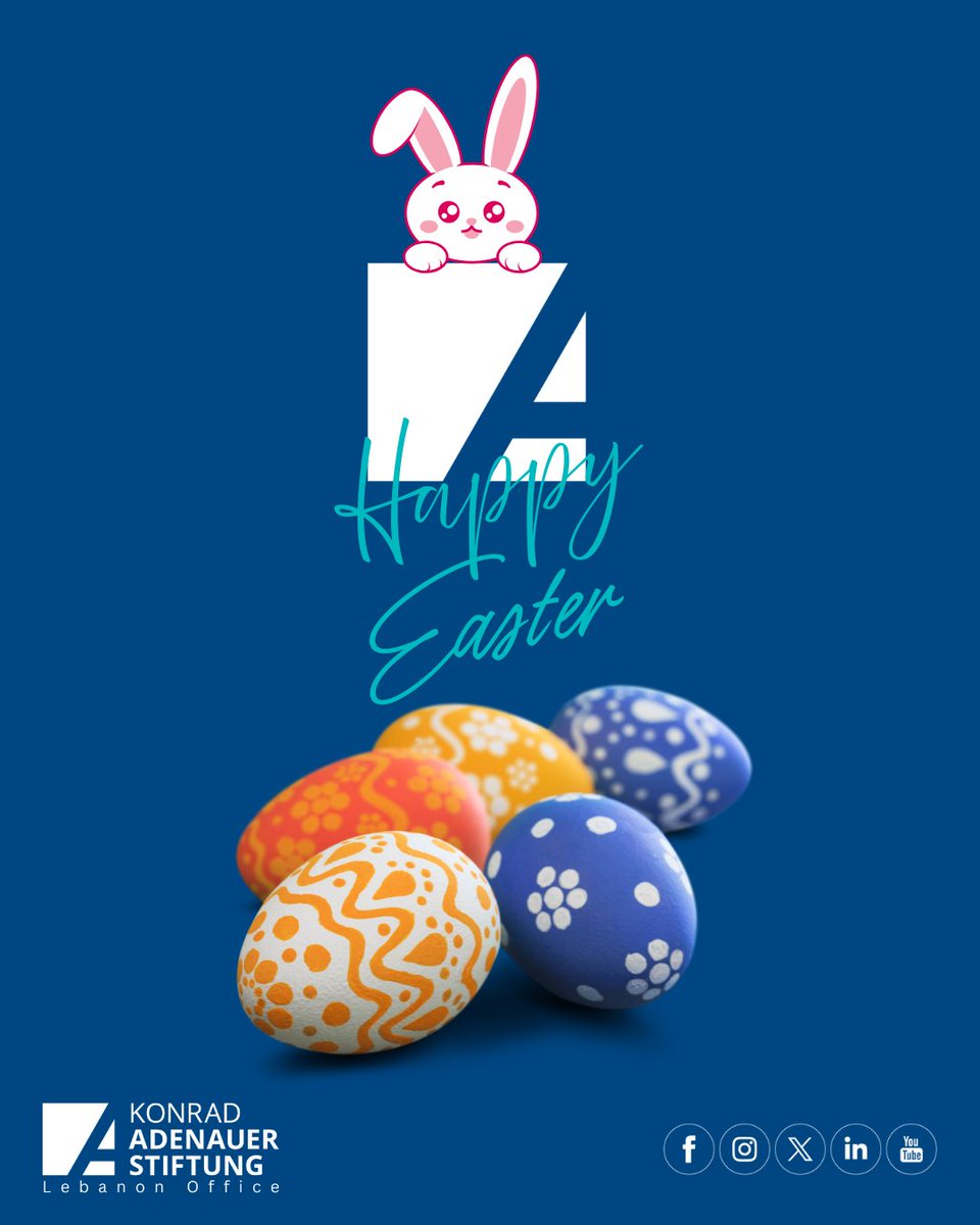 KAS_Lebanon's tweet image. Warm Easter wishes from #KASLebanon
May this season renew faith in shared values, strengthen our hope for a better future, and deepen the bonds of friendship and cooperation.
أطيب التمنيات بمناسبة #عيد_الفصح_المجيد من مكتب مؤسسة كونراد آديناور في #لبنان.