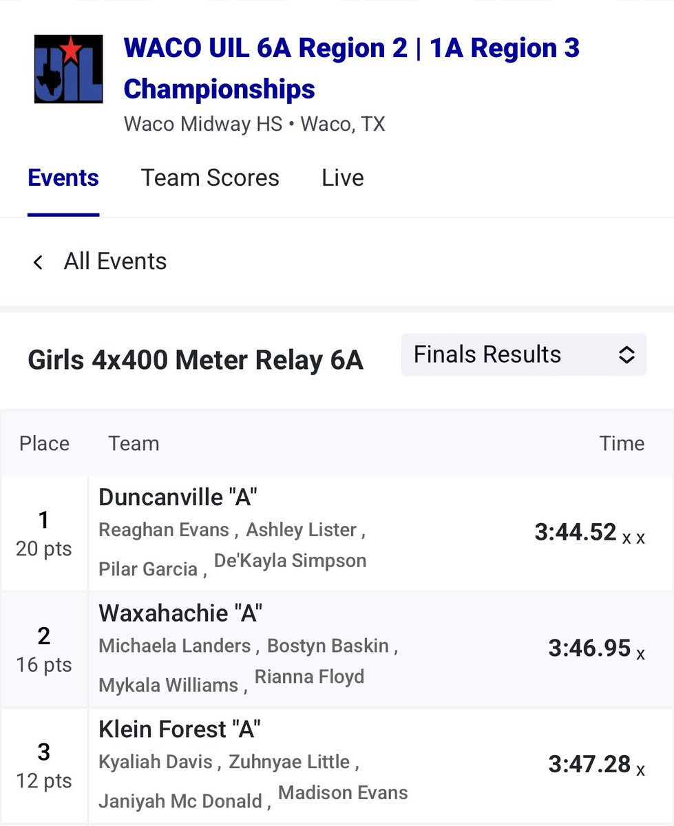 Klein Forest finishes🥉 in the 1600m Relay!!! Great race ladies!!!