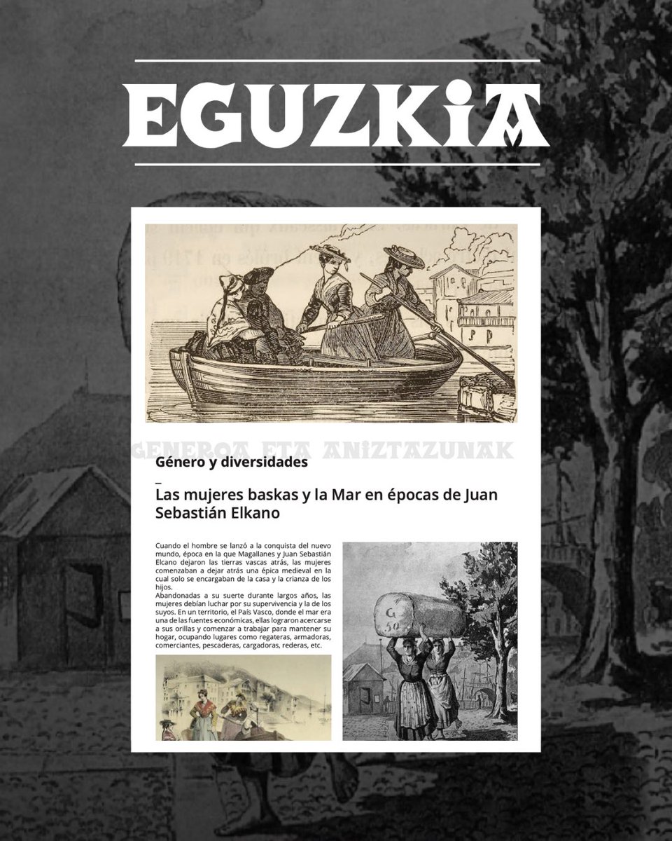 CentroBasko's tweet photo. 📜 Artículo destacado en la revista Eguzkia  Género y diversidades | Generoa eta aniztazunak
Las mujeres vascas y la mar en tiempos de Juan Sebastián Elkano 🌊

Seguí leyendo ⬇️ https://t.co/4ONpZCJyoQ