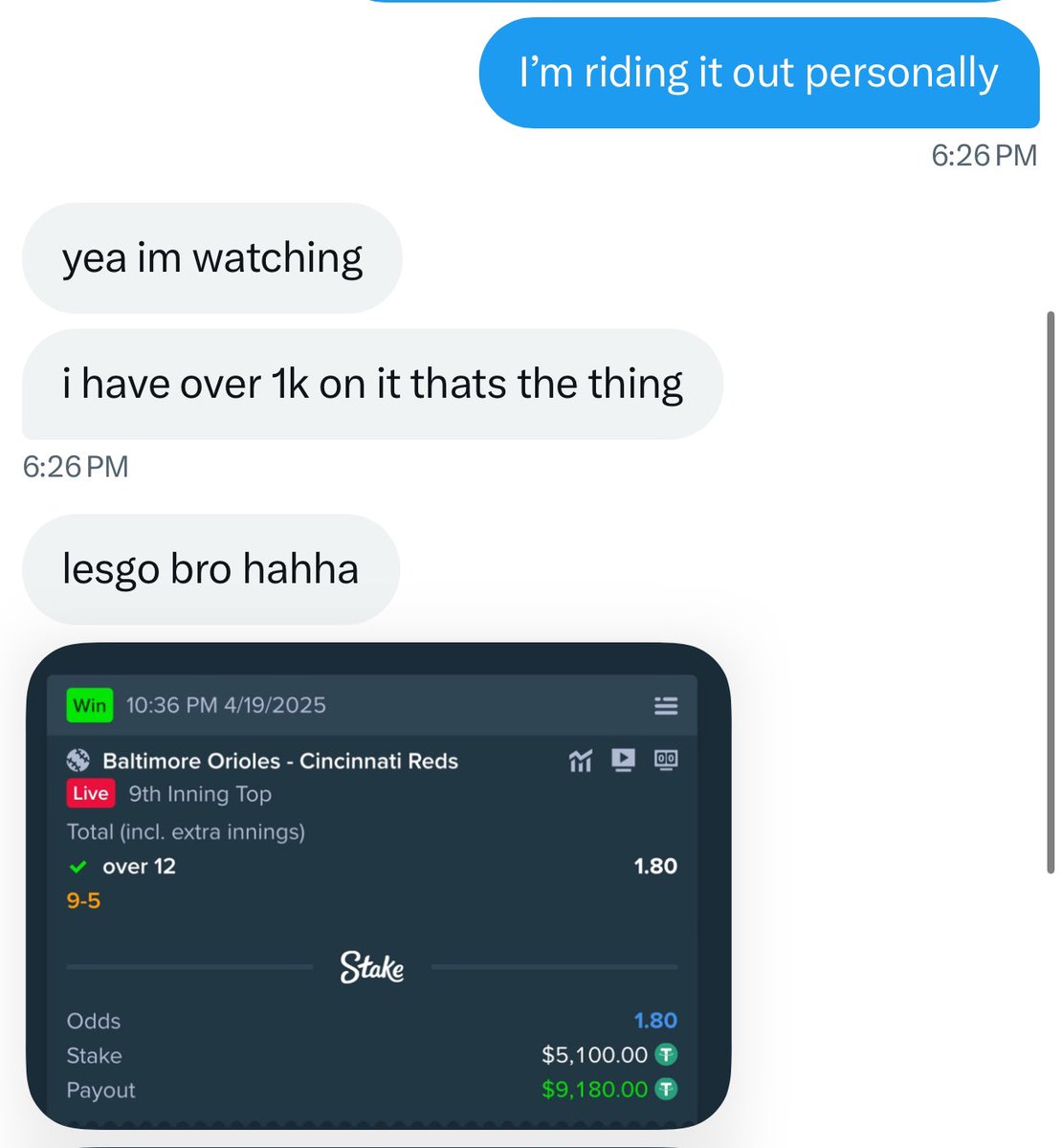 bohbets's tweet photo. Trusting me and placing a $5000 bet - now that’s some trust🫡✅ https://t.co/5BzdFzdU1F