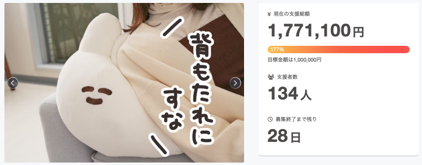 口の悪いうさちゃん　クラファン　クッション もちもちでよく伸びる♪口の悪いうさちゃんクッション化プロジェクト