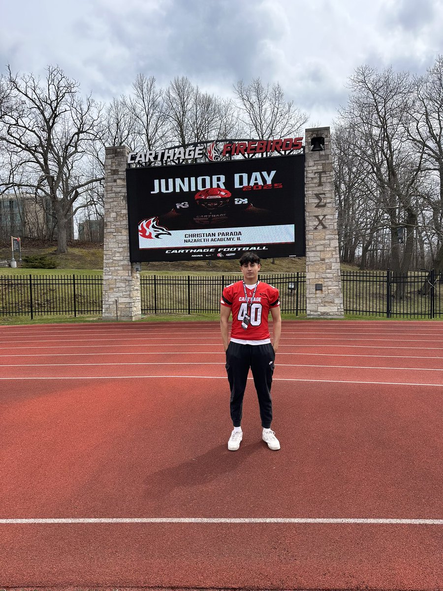 cp435108's tweet photo. Had an amazing time at @Firebirds_FB Jr day. Thank you @OrryHellenbrand for the invitation. It was great learning about Carthage and the football program! #FUELTHEFLAME https://t.co/5TbuHgxpY6
