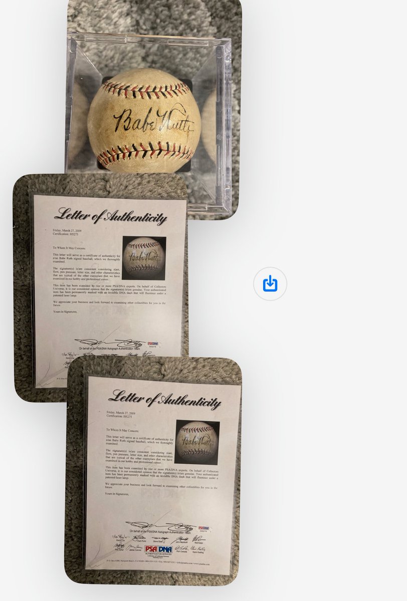 🚨 Stolen Babe Ruth Autographed Baseball 🚨
Stolen from Martinez, CA, in January 2025. Baseball and letter of authenticity missing. $5,000 reward for info. Please contact  DiscoveryInvestigations@outlook.com
#StolenBabeRuth
#BabeRuth #BaseballMemorabilia #StolenMemorabilia