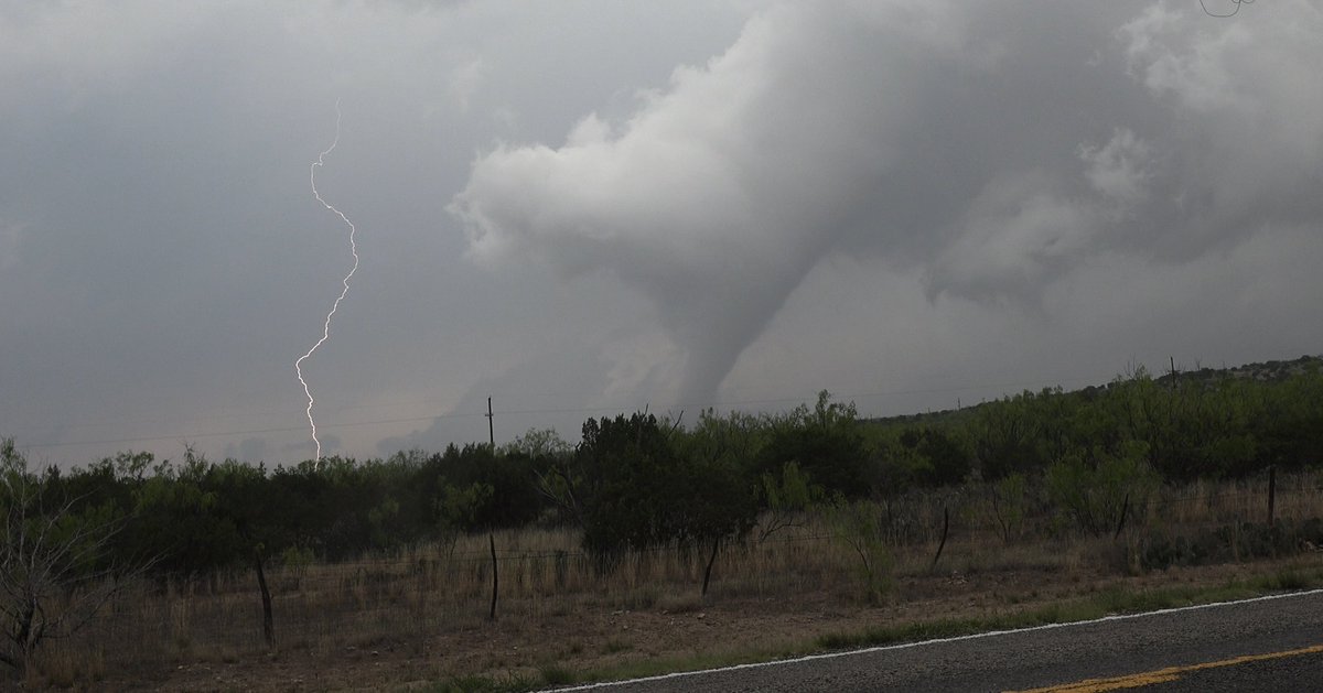 Tornado + lightning from south of Sterling City earlier today #txwx