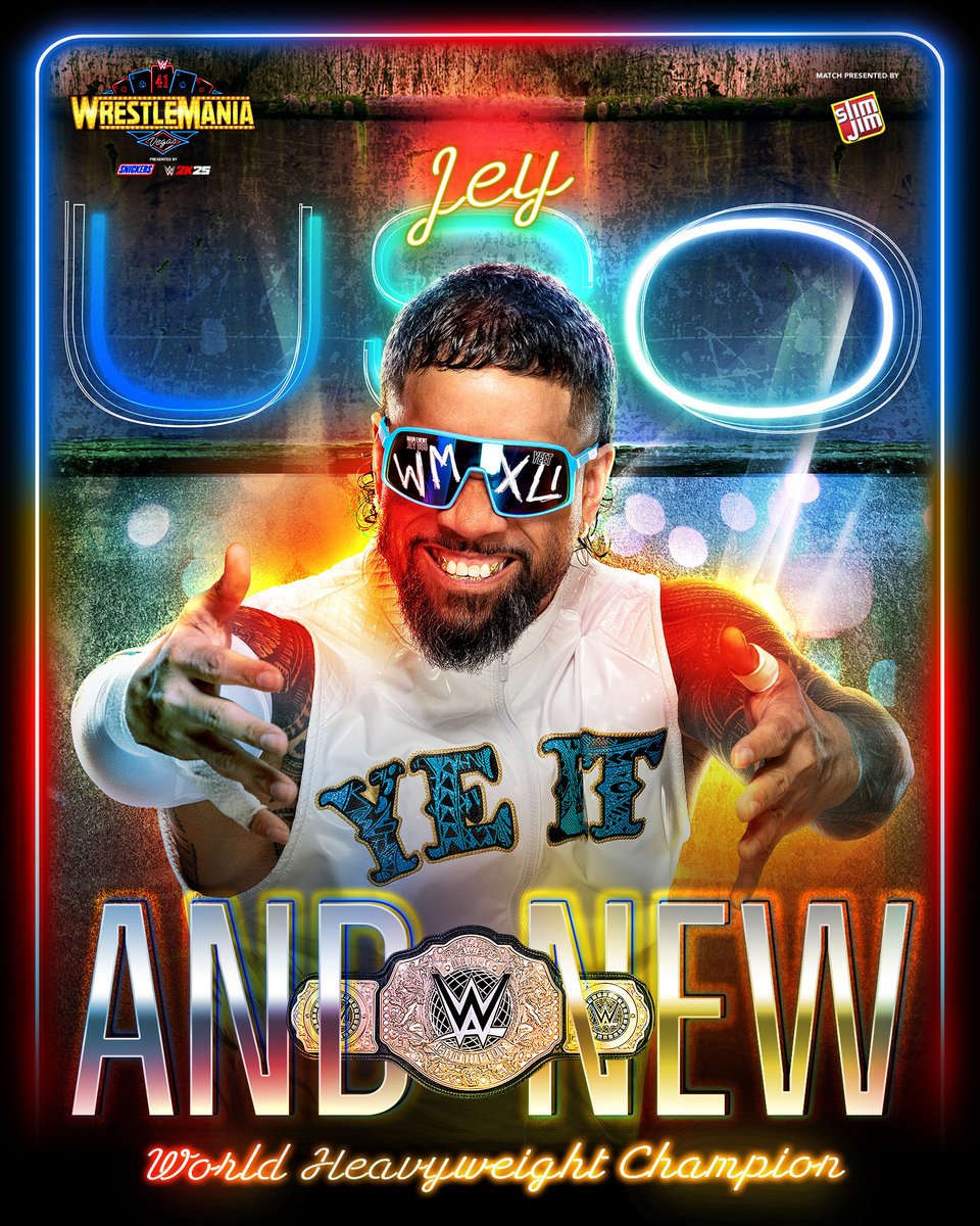 #AndNew World Heavy-YEET Champion ... #JeyUso!

#WrestleMania