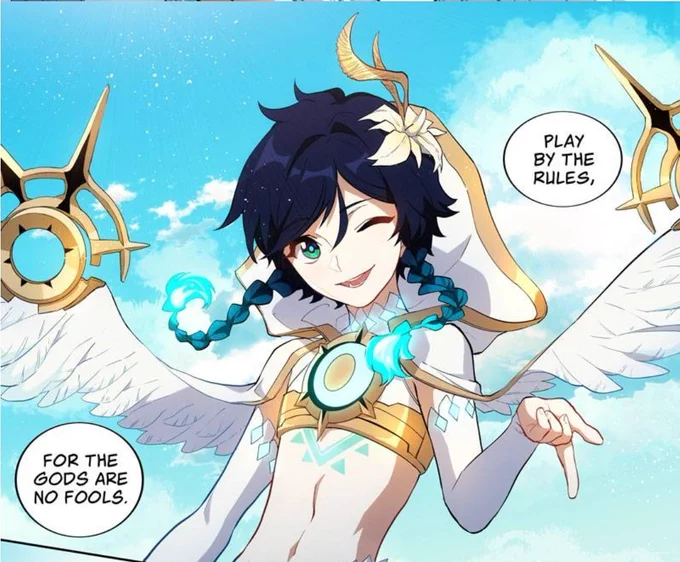 extremely underrated character design choice about venti is the fact that his wings aren't actually connected to his human body but instead are just a part of his cloak 