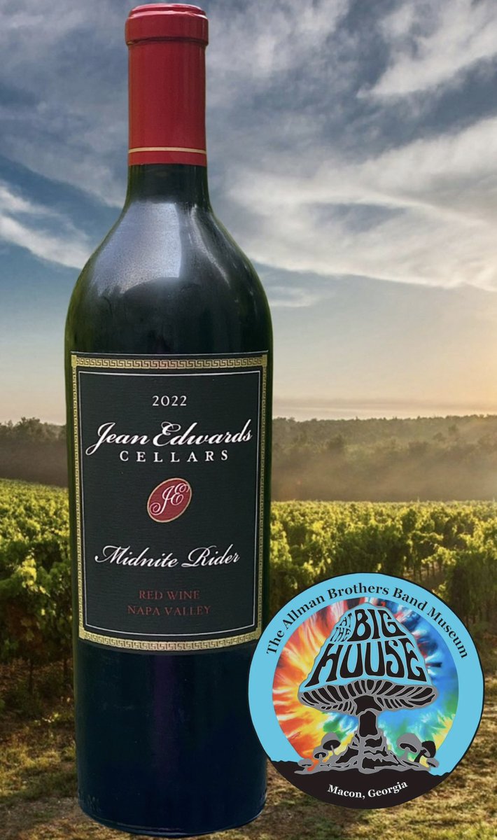 JeanEdwardsWine's tweet photo. @allmanbrothers @bighousemuseum we are honored to announce that a portion of the sale of each bottle of our 2022 Midnite Rider wine will be donated to The Allman Brothers Museum at The Big House. https://t.co/uQ1JowGFvj https://t.co/blAGC1ZMNP