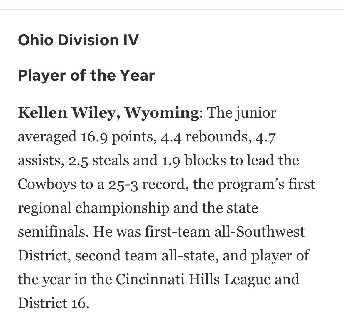 Blessed to be named <a href="/Enquirer/">Enquirer</a> Div 4 Player of the Year! <a href="/WyomingHSHoops/">Wyoming Cowboy Basketball</a>