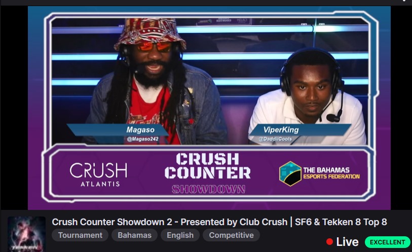 And we're back! Starting with some of the top Tekken players in The Bahamas! Even the best player is here! 

Join the fun twitch.tv/besf