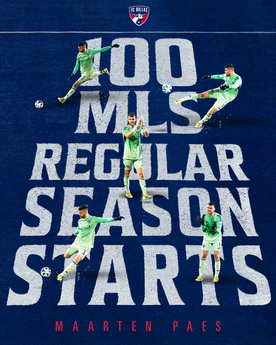 FCDallas's tweet photo. Mr. 💯

Congratulations to Maarten Paes on his 100th MLS regular season start! 🧤 https://t.co/Tbs4yntNXt