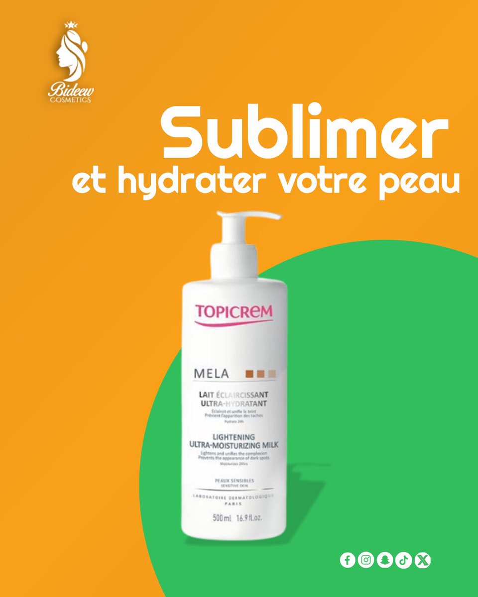 BideewC's tweet photo. Offrez à votre peau ce qu’elle mérite de mieux.
Le lait éclaircissant ultra-hydratant TOPICREM MELA unifie, hydrate en profondeur et sublime le teint tout en douceur.

✨ Convient aux peaux sensibles
🧴 Format 500ml – Livraison rapide

📲 Commande via WhatsaApp au : 77 779 83 74 https://t.co/2qcfPwStyz
