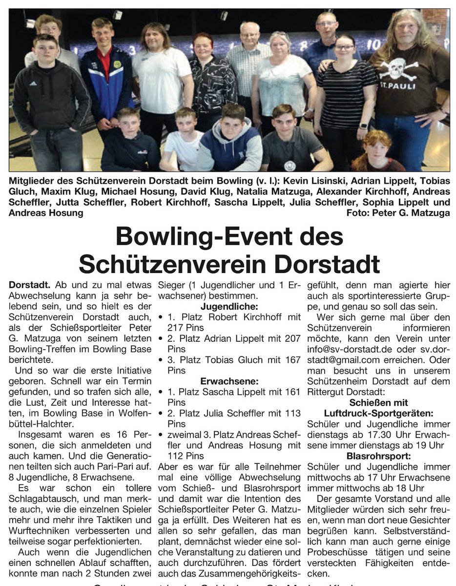 ksv_wf's tweet photo. Wolfenbütteler Schaufenster vom 20. April 2025, Ausgabe Schladen-Werla/Oderwald, Seite 24

#Gemeinde #Dorstadt #Samtgemeinde #Oderwald #Landkreis #Wolfenbüttel #BowlingBase #BowlingTag #Schaufenster #Schießsport #Schützenverein #Matzuga https://t.co/Ddyq0HPomD