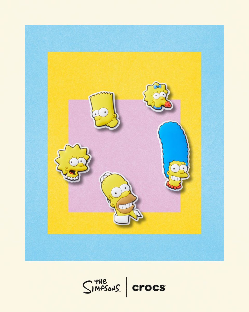 Shiekh's tweet image. It’s National Simpsons Day and your Crocs are about to get a Springfield upgrade 🟡👟
The Simpsons x Crocs Jibbitz drop 4/29. Don’t say we didn’t warn you 😏🫣

👇 And tell us which Simpson is your favorite.

#SimpsonsCollab #CrocsOnDeck #Jibbitz #Crocs #Simpsons