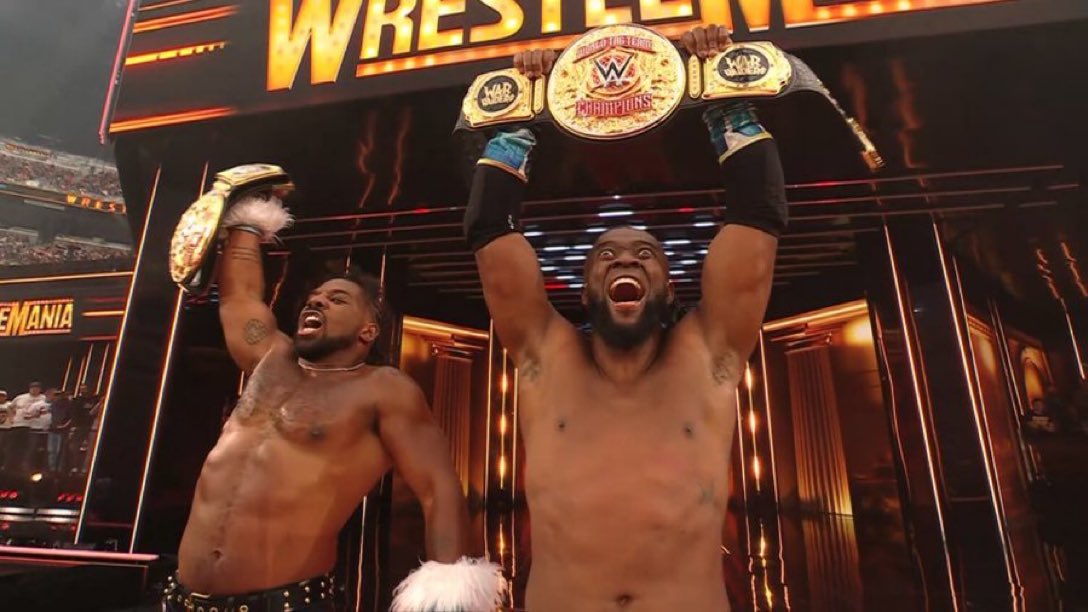 YourFaveΣ 🤘🏽 (@yourfavsigma3) on Twitter photo Congrats to <a href="/TrueKofi/">Kofi Kingston</a> and <a href="/AustinCreedWins/">Austin Creed</a> on becoming the World Tag Team Champs!! #WrestleMania Congrats to <a href="/TrueKofi/">Kofi Kingston</a> and <a href="/AustinCreedWins/">Austin Creed</a> on becoming the World Tag Team Champs!! #WrestleMania